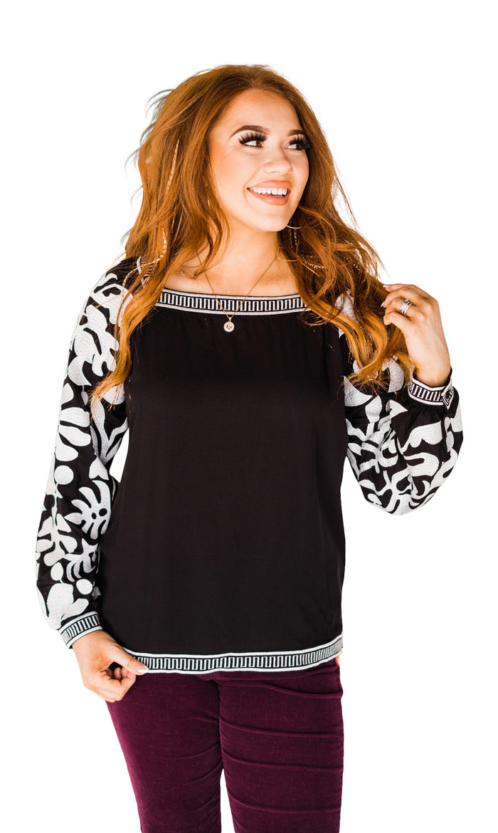 layerz embroidred sleeve blouse