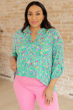 Floral Lizzy Top, Green Mix
