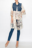Origami Denim Vest with Italy print Lace