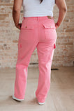 Peggy High Rise Cargo Straight Jeans, Pink