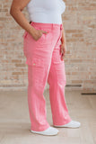 Peggy High Rise Cargo Straight Jeans, Pink
