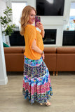 Mixed Print Tiered Skirt