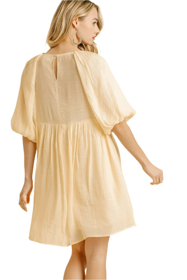 Floral Embroidered Balloon Sleeve Dresses - Umgee Floral Embroidered Balloon Sleeve Dresses - Umgee
