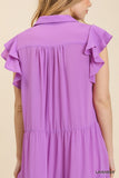 Ruffle Sleeve Tiered Midi Dress, Lavender
