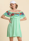 umgee usa Floral Embroidered Ruffled Dress