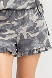 Camouflage Ruffle Shorts, Grey