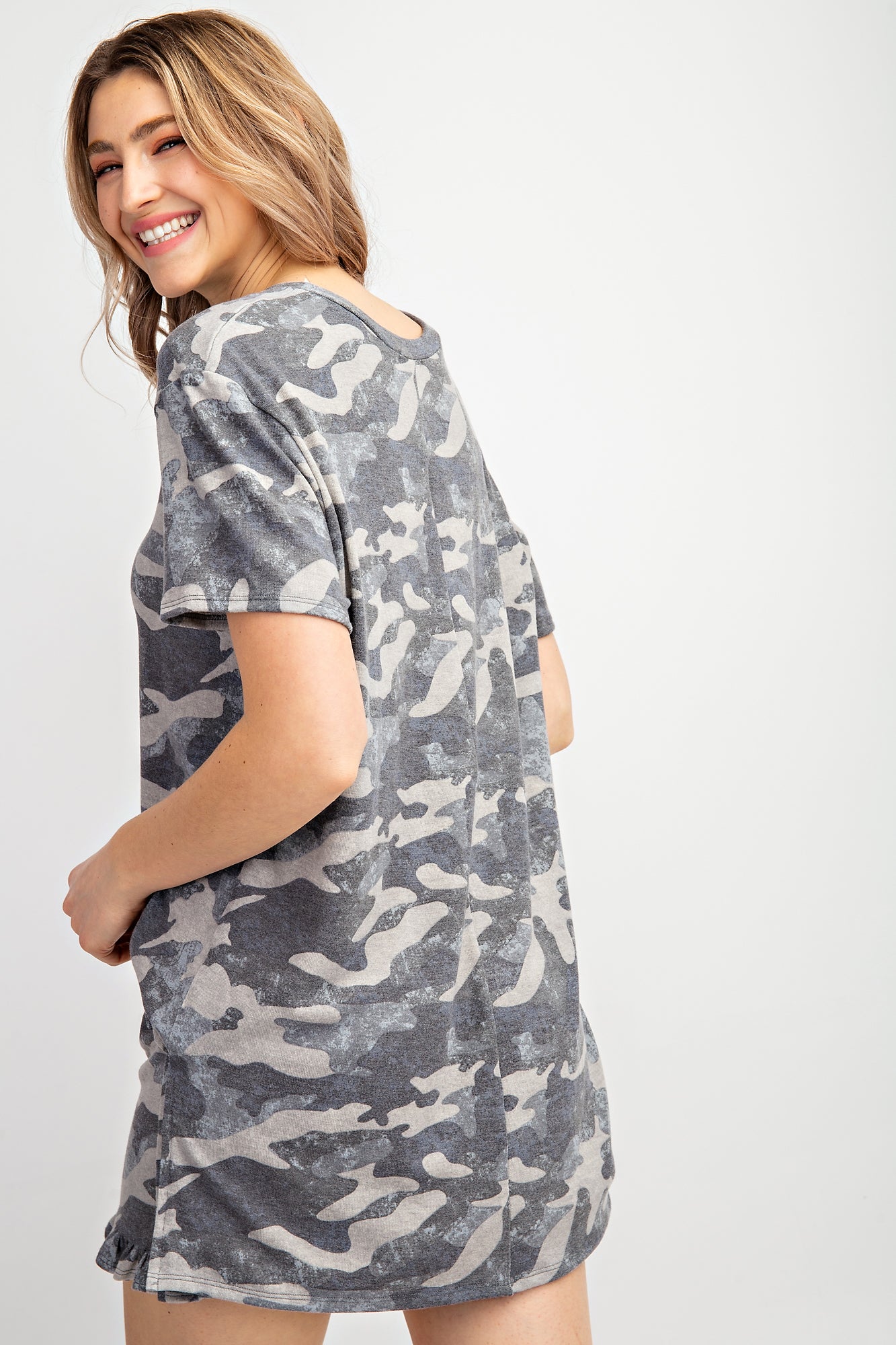 short sleeve camo dress Fun Camo Couture Short-sleeve T-shirt Dress Ladies Teens -trendy Camouflage Dress Women - Streetwear Sporty Chic Style - Matching Couples