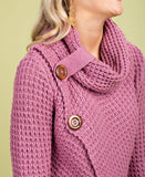 Cowl Neck Asymmetric Wrap Sweater, Lavender