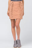 High Waist Grommet Mini Skirt, Desert Sand