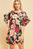 entro floral print ruffle sleeve dress
