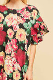 Floral Ruffle Sleeve Mini Dress