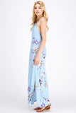Floral Halter Maxi Dress, Blue