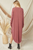 Ribbed Pocket Midi Dress, Marsala