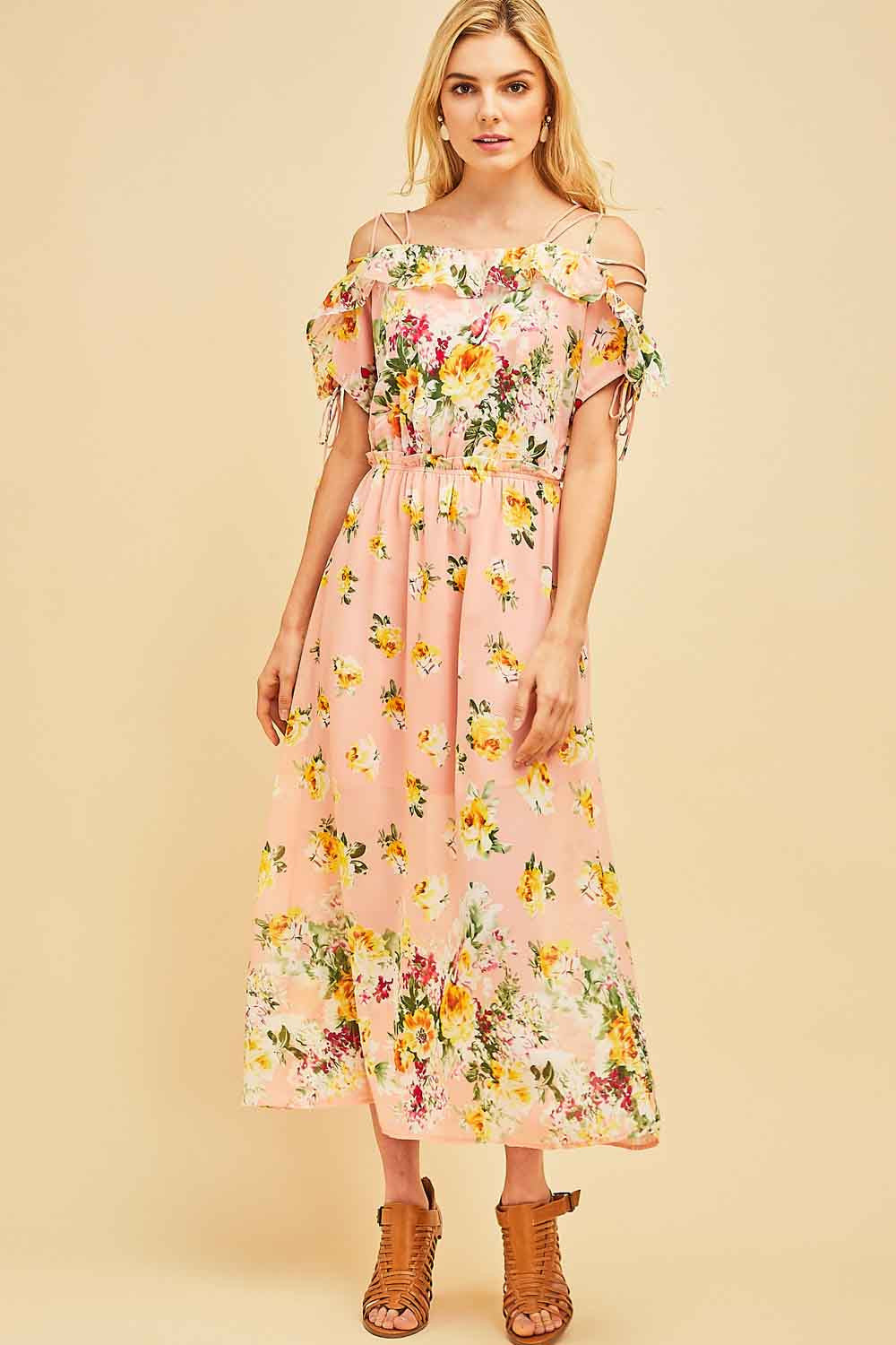 Entro Floral Lace Up Maxi Dress Size S Entro Floral Lace Up Maxi Dress Size S