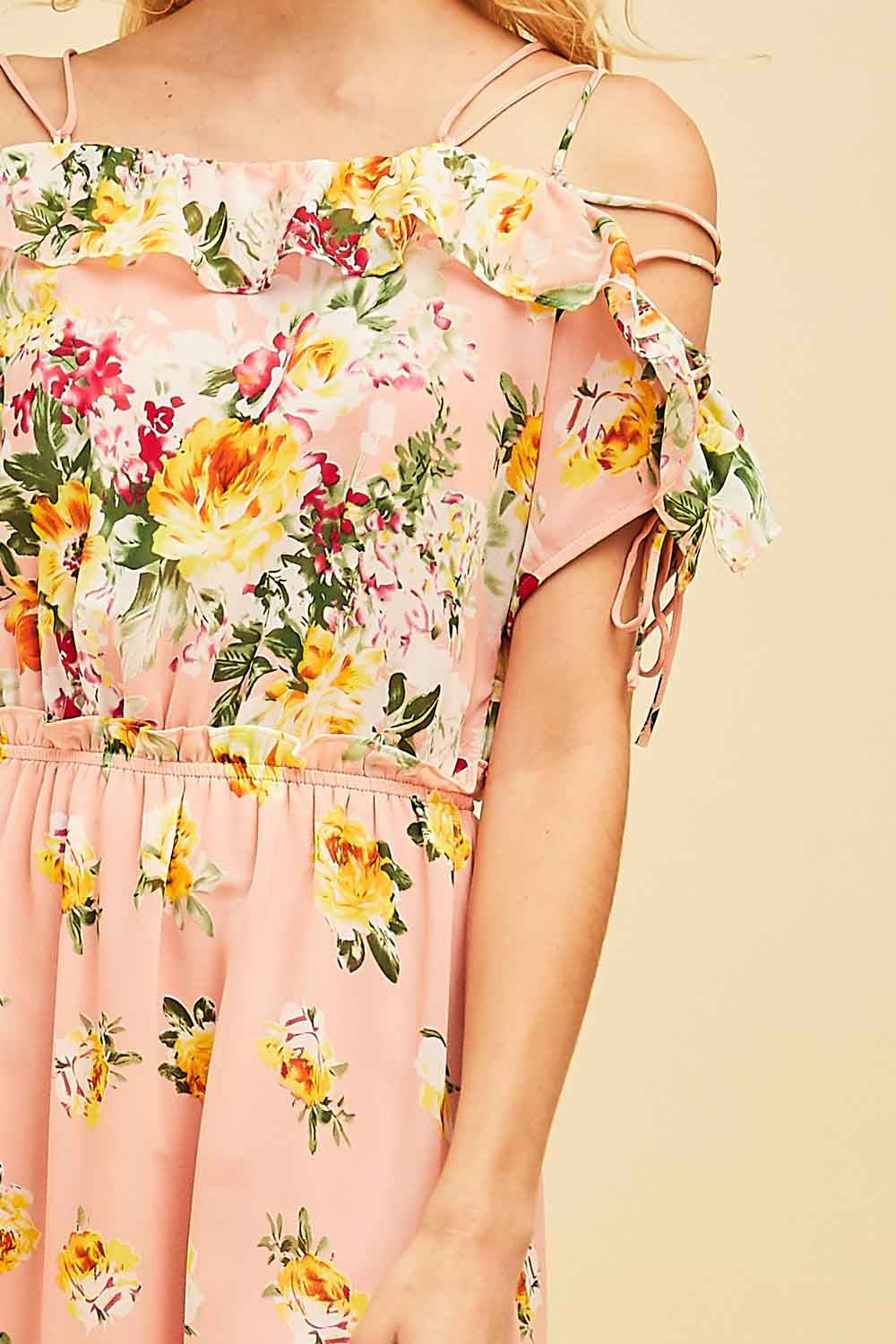 entro lace dress Entro Floral Short Sleeve Dress W/ Lace Hem & Neckline (S-L) Medium