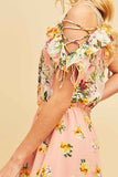 Floral Lace Up Maxi Dress