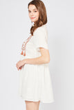 Embroidered & Tassel Mini Dress, Off White
