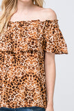 Leopard Print Off The Shoulder Top