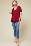 Textured Babydoll Top, Ruby