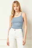 Shirred Cropped Cami, Blue
