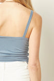 Shirred Cropped Cami, Blue
