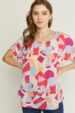 Abstract Printed Blouse, Coral