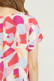 Abstract Printed Blouse, Coral