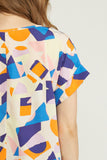 Abstract Printed Blouse, Navy