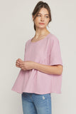 Round Neck Babydoll Top, Orchid Pink