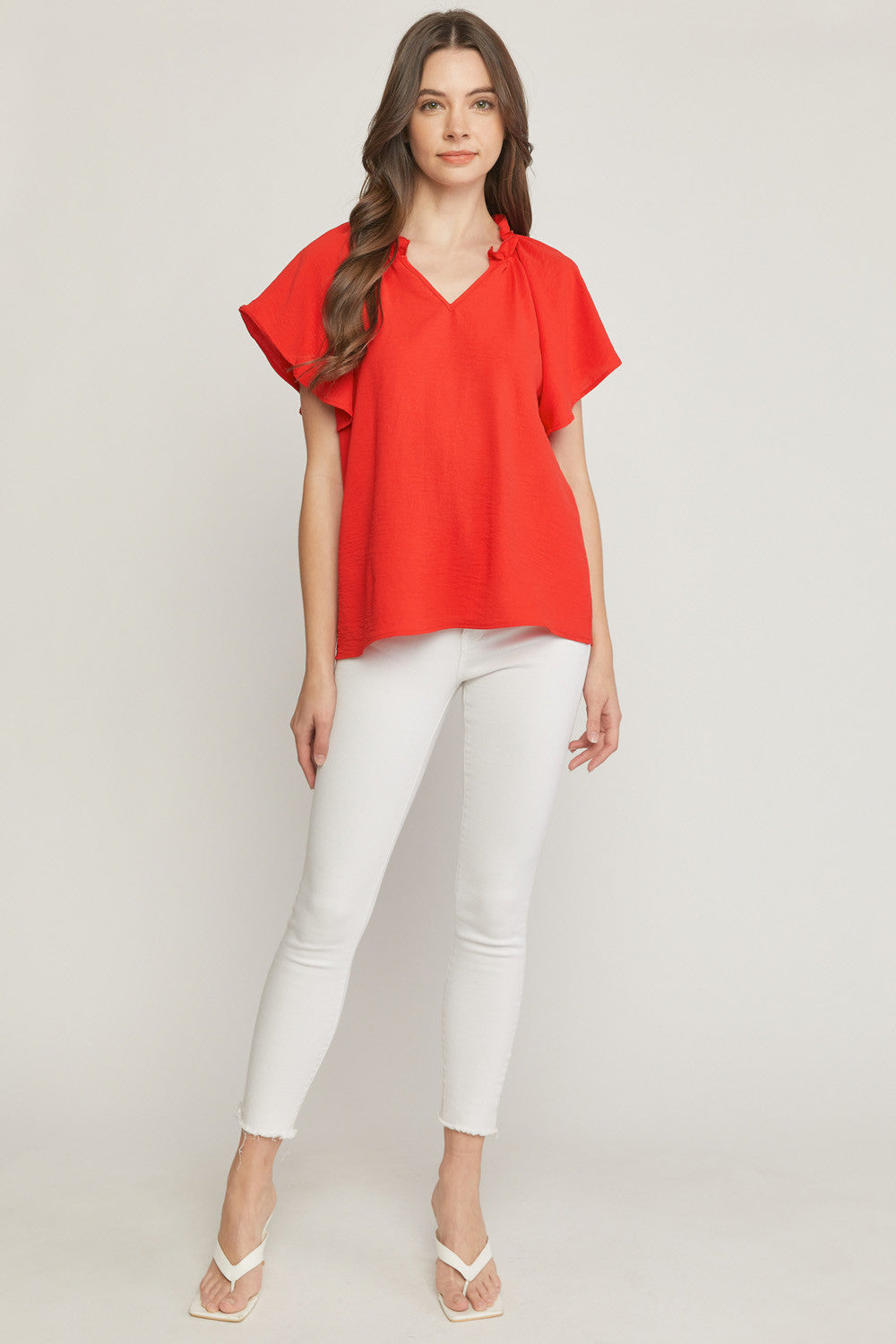 Red High Neck Sleeveless Blouse | FS Collection | SilkFred US