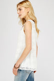 Floral Embroidered Lace Top, Off-White