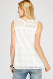 Floral Embroidered Lace Top, Off-White
