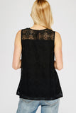 Floral Embroidered Lace Top, Black