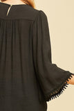 Crochet Lace Flare Sleeve Top, Black