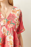 Floral Double V Babydoll Top