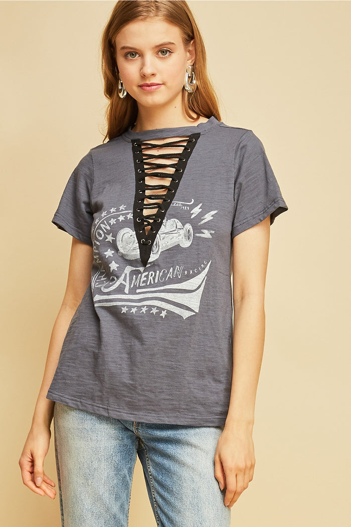 entro Lace Up Graphic Tee