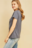 Lace Up Graphic Tee, Charcoal