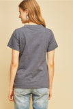 Lace Up Graphic Tee, Charcoal