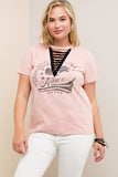 Lace Up Graphic Tee, Blush