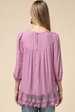 Crochet Lace Embroidered Top, Mauve