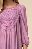 Crochet Lace Embroidered Top, Mauve