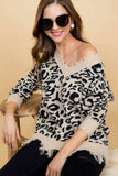 main strip frayed leopard sweater