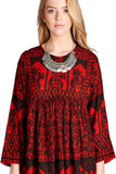 India Print Dress, Red