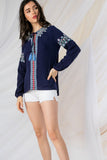 Coming Up Daisies Embroidered Top, Navy