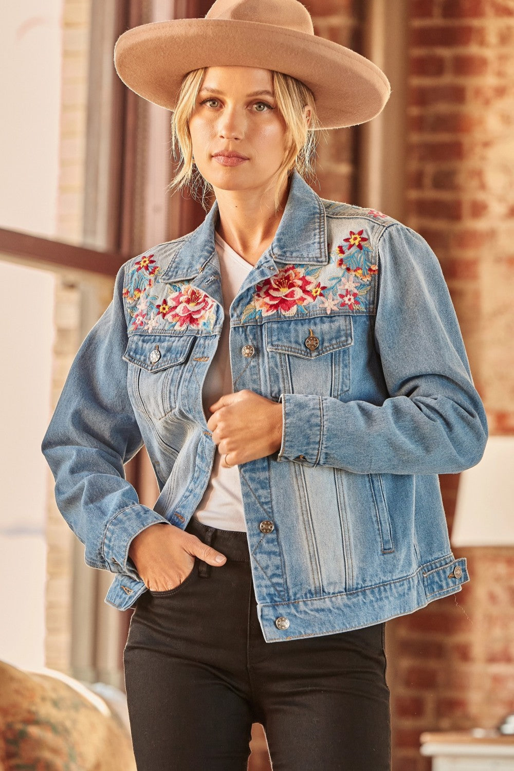 Floral Denim Embroidered Denim Jacket Uk Denim Jacket UK Jean