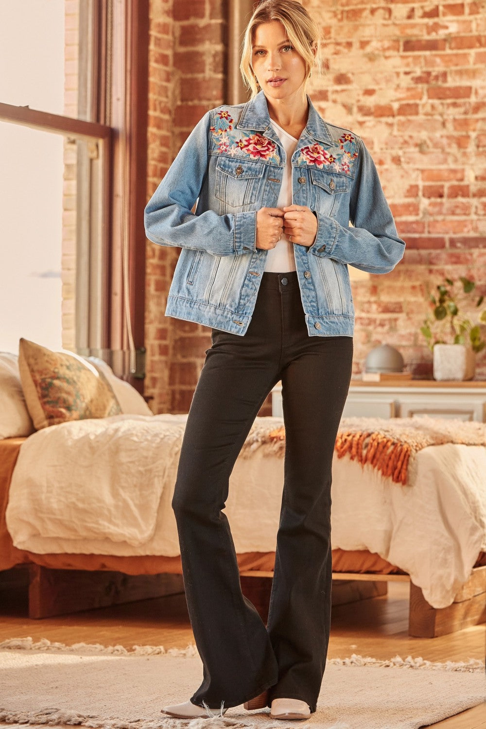 Savanna Floral Embroidered Denim Jackets 2X Savanna Floral Embroidered Denim Jackets 2X