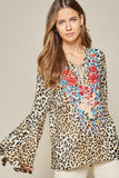 savanna jane leopard floral embroidered top tunic