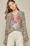 Leopard Floral Embroidered Top