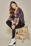 Striped & Embroidered Top, Multi