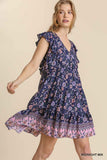 Mixed Print Tiered Dress